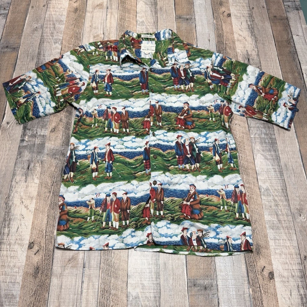 Reyn Spooner Guy Buffet Shirt Mens Large Multicolor Hawaiian Retro Golf Print***